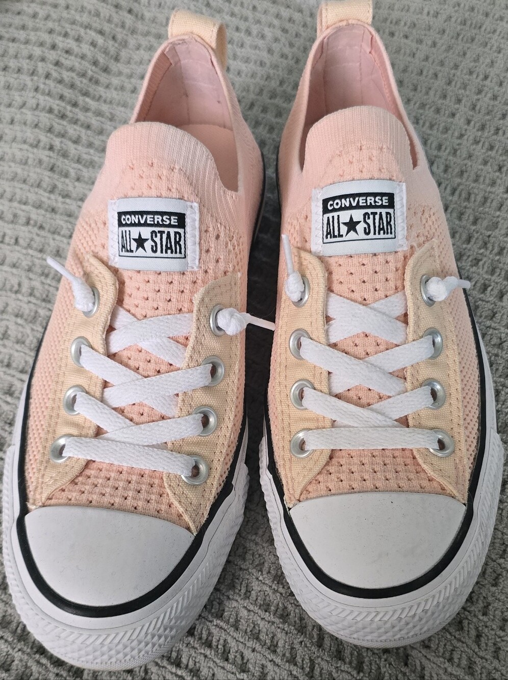 Converse All Star Peach Knit Slip-On Sneakers Sz 6